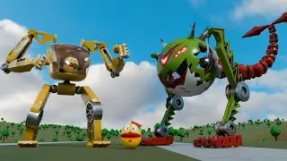 Pacman in Droid Protector vs Tailed Monster Robot