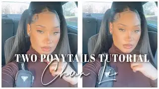 HOW TO DO TWO PONYTAILS USING WEAVE | NO HEAT