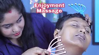 The Little Boy Enjoy This Massage | Head and Neck Massage | Ear Cleaning | Moral Of ASMR