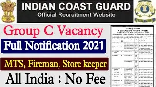 Indian Cost Guard Vacancy 2021 | Indian Cost Guard Fireman Recruitment 2021 | indian Cost Guard