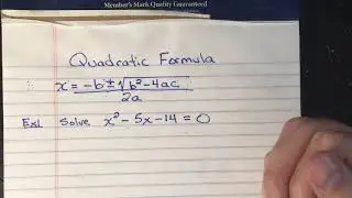 Quadratic Formula Intro