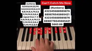 Can’t Catch Me Now piano tutorial (letters and numbers)