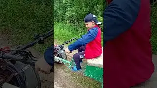 Деревенские развлечения детей на мотоблоке