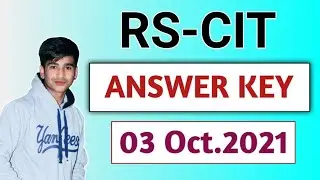 RS-CIT ANSWER KEY 03 Oct.2021 । rscit answer key 2021 । RS-CIT answer key 2021