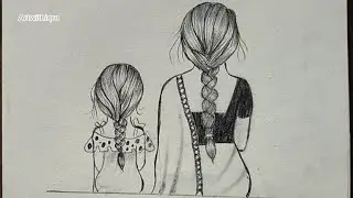 How to draw mother and daughter - step by step || Pencil Sketch for beginners #pencilsketch
