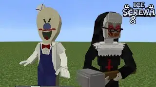 MCPE ICE SCREAM 8 ADDON | EVIL NUN and JOSEPH SULLIVAN PREVIEW