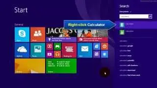 Windows 8.1 - How to add Calculator Tile to Start Screen (using mouse)