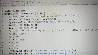Swapping of two numbers without using extra variable || java program to swap two numbers