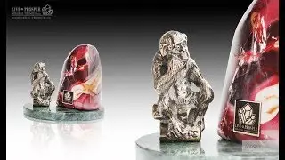 Mineral Premium Подарок учителю Bronze figure of monkey philosophy with mookaite jasper