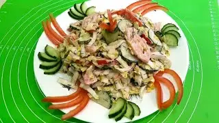 Быстрый и очень вкусный овощной салат. #салат #овощнойсалат