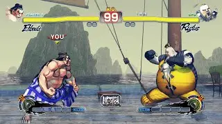 E.Honda vs Rufus (Hardest AI) - Ultra Street Fighter IV