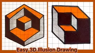 Easy 3D Cubes Drawings & Illusion Art Tricks On Graph/ Grid Paper ✍🏻🖍️
