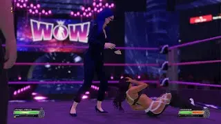WWE 2K22 Hair Pull Trample In Blue High Heels