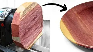 Making a Red & White Banded Platter - Woodturning