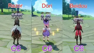 Dori vs Razor vs Beidou!!! Who is best Electro Claymore User!! DMG COMPARISON
