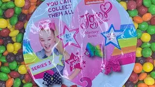 ASMR Candy Mixing Skittles & Jojo Siwa Surprise Blind Bag Opening with Rainbow Heart Pop It Fun!