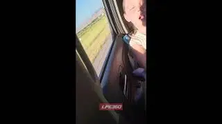 Girl asleep with mouth open on car window