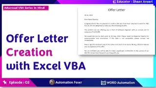 Offer Letter Creation with Excel VBA | Advanced VBA in Hindi