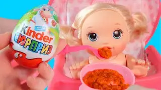 Кукла Беби Элайв Соня выбирает еду и Кушает. Открываем Сюрприз Kinder /Зырики ТВ