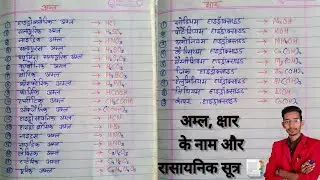 अम्ल व क्षार के रासायनिक सूत्र और नाम 📚✨।। Acid & base name and formula ।। Rasayanik Sutra 👨‍🔬