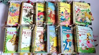 12 Altered A Little Golden Books / Flip Through Golden Book Junk Journals