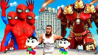 FRANKLIN & SHINCHAN BECAME GIANT SPIDERMAN AND KILLED GIANT HULKBUSTER IN GTA5 | GTA5 AVENGERS