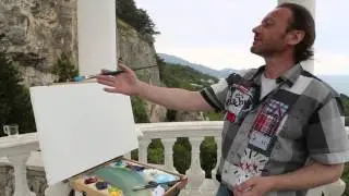 Пленэр в Ялте. Художник Игорь Сахаров пишет в горах