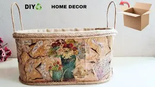 CARDBOARD+JUTE+ DECOUPAGE! INCREDIBLE IDEA THAT WILL DECORATE YOUR HOME WITH YOUR OWN HANDS!DIY♻️