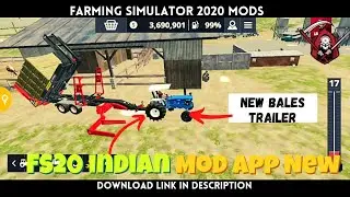 Farming Simulator 20 Indian Mod App || fs20 mods apk || Cow Food Bales Trailer || Baler ||