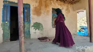 The skills of an old nomadic woman in a village