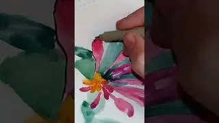 watercolor/pen sketch of monarch & milkweed and coral honeysuckle