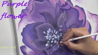 Purple Flower Painting / Acrylic Painting Step by Step #215
