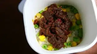 Testing out the  HI Instant Cup Beef Rice