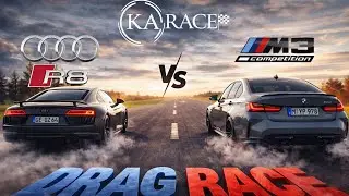 Audi R8 V10 Plus vs BMW M3 Competiton - Drag Race