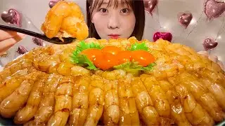 ASMR Soy Marinated Raw Shrimp and Rice【Mukbang/ Eating Sounds】【English subtitles】