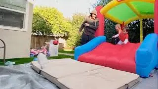 Cheese rolling in the bounce house