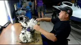 Repair of a BRP Sea Doo XP Rotax 787 jet ski. The engine has a burnt piston. Piston repair.