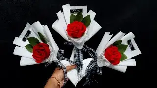 Modal 6 lembar kecil kain spunbond bisa bikin buket cantik ini!!!Diy buket bunga flanel untuk pemula