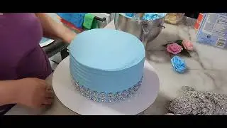 pastel azul con flores 3 leches