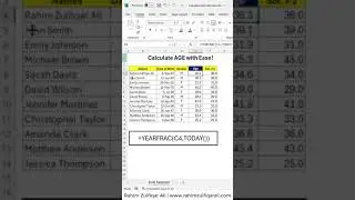 Calculate AGE (Years) with Ease in Microsoft Excel - 3 Methods - #shorts