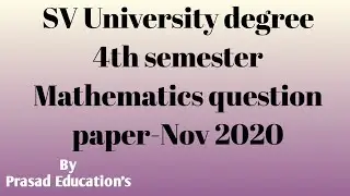 SV University degree 4th semester Mathematics question paper-Nov 2020