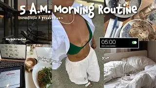 5AM productive morning routine as a uni student | healthy habits, realistic meals, workout