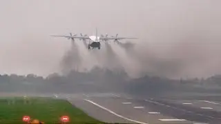 58 yr old SMOKEY Antonov An-12BK -  Cavok Air Departing Birmingham Airport ( BHX )