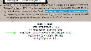 Calorimetry equilibrium of 2 substances Cp