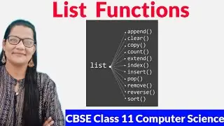 List Functions in Python with examples | List Methods in Python | Hindi | Zeenathasanacademy