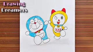 How to Draw Doraemon and Dorami step by step || Pencil sketch || @DrawingDreamers