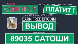 COINTIPLY ПЛАТИТ ! ВЫВОД 89035 САТОШИ.