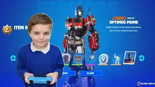 My Kids Reaction To Me Giving Him The NEW Tier 100 Battle Pass Skin OPTIMUS PRIME Unlocking Optimus