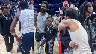 Kyrie Irving's Reaction When 2 Chainz's Son Entered the Court and Asked for His Shoes vs Hawks