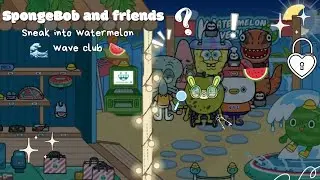 SpongeBob and friends sneak into the watermelon wave club 🍉🌊♣️😱😱#youtubevideos #spongebobandfriends